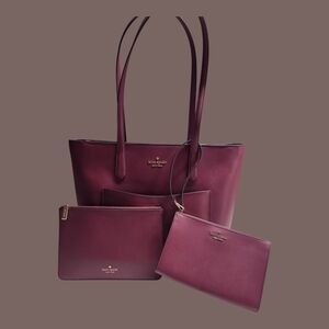 Kate Spade Deep Burgundy Tote with Pouches